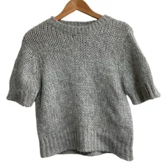 美品 23AW GALERIE VIE ギャルリーヴィー アルパカブレンド ショートスリーブ ニットセーター サイズF グレー レディース 古着 中古 USEDのサムネイル