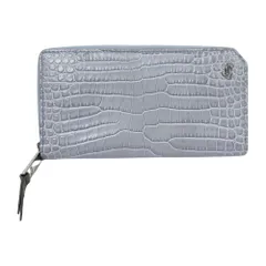 美品 JIMMY CHOO ジミーチュウ ロゴ金具 クロコエンボス ラウンドファスナー ロングウォレット 長財布 グレー メンズ 古着 中古 USEDのサムネイル