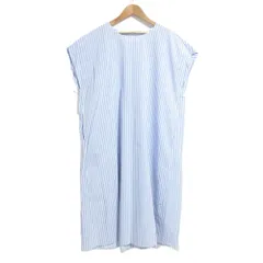 美品 MM6 Maison Margiela エムエムシックス メゾンマルジェラ ストライプ柄 ノースリーブ ロングワンピース 36 ブルー×ホワイト レディース 古着 中古 USEDのサムネイル