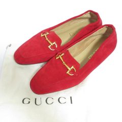 極美品✨GUCCI ホースビットローファー スエード 赤 ゴールド金具 36 C 