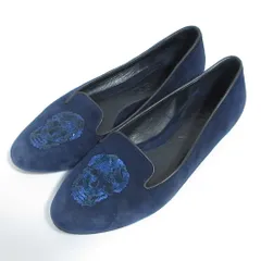 良品 ALEXANDER MCQUEEN アレキサンダーマックイーン スパンコールスカル オペラシューズ パンプス 35 22cm相当 ネイビー レディース 古着 中古 USEDのサムネイル