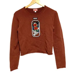 美品 25AW KENZO ケンゾー エンブロイダリー ショート丈 ニット カットソー FF62PU7223BC サイズS ブラウン レディース 古着 中古 USEDのサムネイル