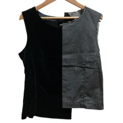美品 tricot COMME des GARCONS トリココムデギャルソン デニムドッキング タンクトップ ノースリーブ トップス M ブラック レディース 古着 中古 USEDのサムネイル