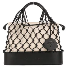 未使用 Mulberry マルベリー ラージ バスケット マクラメ トートバッグ ハンドバッグ ブラック オフホワイト レディース 古着 中古 USEDのサムネイル