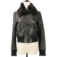 美品 25AW DES PRES デプレ トゥモローランド リンクルレザー ムートンカラーブルゾン ジャケット F ブラック レディース 古着 中古 USEDのサムネイル