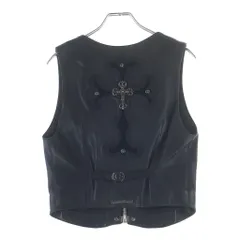 CHROME HEARTS (クロムハーツ) OLD 6BTN ZIP FRNT VEST オールド フィリグリー装飾 クロスボールボタンレザーベスト ブラックのサムネイル