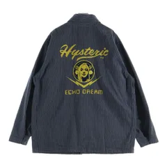 HYSTERIC GLAMOUR (ヒステリックグラマー) HYSTERIC ECHO DREAM刺繍 カバーオールジャケット ストライプ インディゴ 02261AB06のサムネイル
