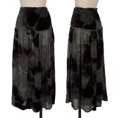 ヨウジヤマモト ノアールYohji Yamamoto NOIR フローラルフロッキーシルクスカート 黒3のサムネイル