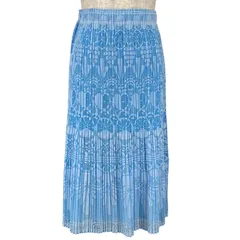 極美品▲PLEATS PLEASE プリーツプリーズ イッセイミヤケ PP11-JG721 総柄 ロング スカート ライトブルー 1 日本製 正規品 レディースのサムネイル