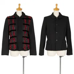 コムコム コムデギャルソンCOMME des GARCONS チェックテープ切替リバーシブルラウンドカラージャケット 黒赤Sのサムネイル
