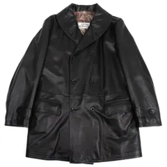 ジャンニヴェルサーチGIANNI VERSACE 裏ファーレザーダブルハーフコート 黒L位のサムネイル