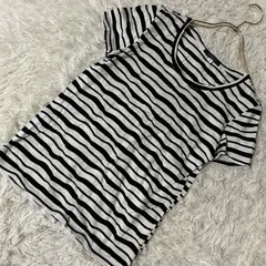 MICHEL KLEIN ボーダー柄トップス ホワイト ブラック 38 キレイめ