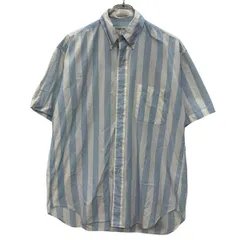 90s Calvin Klein 半袖 ストライプシャツ S ブルー ホワイト カルバンクライ ボタンダウン 90年代 ストライプ柄 シンプル 夏物 a806-5326のサムネイル