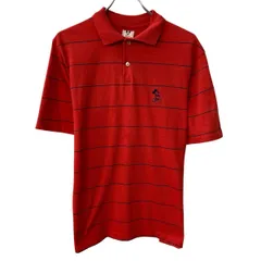 80s USA製 Disney Wear 半袖 ポロシャツ XL レッド ハーフボタン 80年代 キャラクター ミッキーマウス ボーダー 半シャツ 夏物 a806-5369のサムネイル