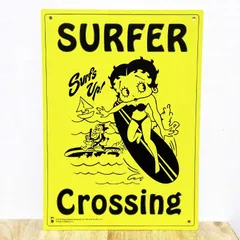 サインボード 看板 可愛い Betty Plastic Sign Board SURFING プレート ベティ・ブープ Betty Boop ガレージイエロー 壁飾り サーファー アメリカン おしゃれ 雑貨 インテリア サーフィン ディスプレイ かわいいのサムネイル