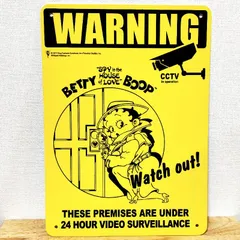 サインボード 看板 Betty Plastic Sign Board BT DOGS 24時間監視中 Betty Boop プレート ガレージ ベティ・ブープ イエロー アメリカン 雑貨 かわいい 壁飾り おしゃれ インテリア ディスプレイ カフェ 店舗のサムネイル