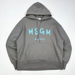 (L) MSGM ミラノ ロゴ ベーシック フーディー Tシャツ チャコール グレーのサムネイル