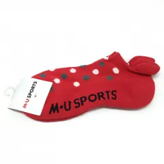 【新品】MUスポーツ ソックス レッド×グレー×白 ドット アンクル丈  レディース F ゴルフウェア M・U SPORTSのサムネイル