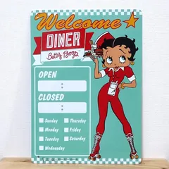 看板 ベティ・ブープ サインボード WELCOME ウェルカム プレート お店 カフェ 壁飾り アメリカン ダイナー 雑貨 インテリア ディスプレイ 可愛いのサムネイル