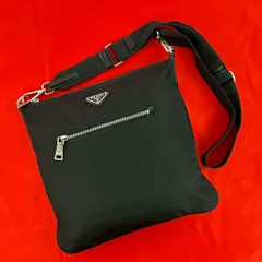 極 美品 PRADA プラダ 三角ロゴ プレート 金具 テスート ナイロン パテントレザー ショルダーバッグ ポシェット サコッシュ ブラック 94313