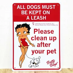サインボード 看板 可愛い Betty Plastic Sign Board Please Clean Up After Your Pet ベティ・ブープ プレート Betty Boop ガレージ レッド 壁飾り アメリカン おしゃれ 雑貨 かわいい カフェのサムネイル