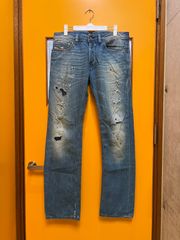 DIESEL デニムパンツ ダメージ加工 インディゴ 平成 Y2k - メルカリ