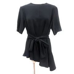 ザラウーマン ZARA WOMAN チュニック カットソー アシンメトリー 三分袖 ウエストマーク L 黒 ブラック /AUのサムネイル