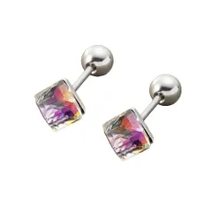【オーロラ×ピアス】[Cream dot. クリームドット公式] ピアス レディース 金属アレルギー対応 つけっぱなし ステンレス ネジロック式 キャッチ 落ちない ボール型 カラーストーン キューブ オーロラ キレイ色 カラー  のサムネイル