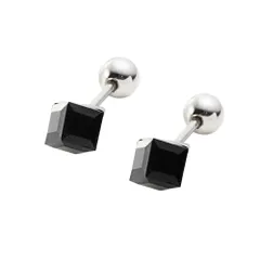 【ブラック×ピアス】[Cream dot. クリームドット公式] ピアス レディース 金属アレルギー対応 つけっぱなし ステンレス ネジロック式 キャッチ 落ちない ボール型 カラーストーン キューブ オーロラ キレイ色 カラー  のサムネイル