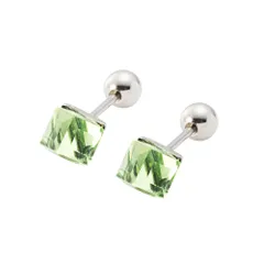 【グリーン×ピアス】[Cream dot. クリームドット公式] ピアス レディース 金属アレルギー対応 つけっぱなし ステンレス ネジロック式 キャッチ 落ちない ボール型 カラーストーン キューブ オーロラ キレイ色 カラー  のサムネイル