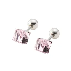 【ピンク×ピアス】[Cream dot. クリームドット公式] ピアス レディース 金属アレルギー対応 つけっぱなし ステンレス ネジロック式 キャッチ 落ちない ボール型 カラーストーン キューブ オーロラ キレイ色 カラー  のサムネイル