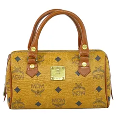 本物 エムシーエム MCM ヴィセトス ミニ ボストンバッグ ハンドバッグ PVC ブラウン Visetos バッグ 中古・のサムネイル