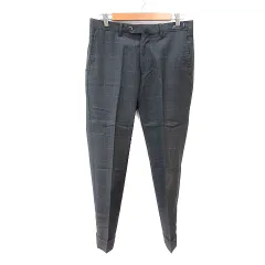 バーニーズニューヨーク BARNEYS NEW YORK テーパードパンツ スラックス チェック ロールアップ ウール 46 S グレー /MNのサムネイル