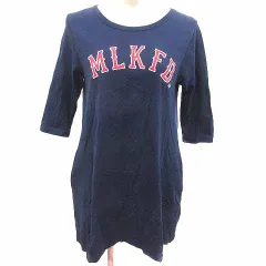 ミルクフェド MILKFED. ワンピース ミニ カットソー ロゴ刺しゅう 七分袖 M 紺 ネイビー /YKのサムネイル