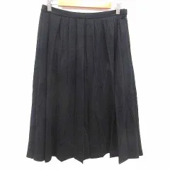アマカ AMACA プリーツスカート ミモレ ロング ウール 40 L 黒 ブラック /YKのサムネイル