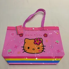 【新品・未使用】HELLO KITTY　サンリオ　ハローキティ　日焼けキティ　キティちゃん　ビニールバック　トートバック　サブバック　プール　海のサムネイル