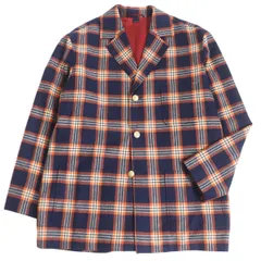【ドンドン見直し】未使用品□2020年製 GUCCI/グッチ 612227 チェック柄 ロゴ金ボタン カシミヤ100％ シングル アンコンジャケット 紺/オレンジ 46 伊製 正規のサムネイル