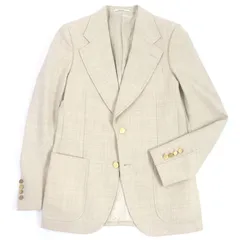 【ドンドン見直し】極美品 GUCCI グッチ 623122 ウール 織柄 ワイドラペル 金ボタン シングル ブレザー テーラードジャケット ライトベージュ 44 イタリア製 正規品 メンズのサムネイル