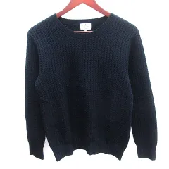 ランバンオンブルー LANVIN en Bleu ニット セーター ウール 長袖 48 L 紺 ネイビー /AUのサムネイル