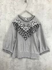 展示品■ZARA ザラ 7521/004/812 フラワー刺繍 プルオーバー ブラウス シャツ sizeL/グレー ■■ レディース
