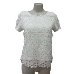 リッチミー Riccimie カットソー Uネック レース 半袖 M 白 ホワイト /MSのサムネイル