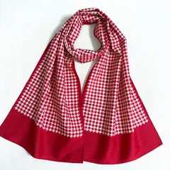 ＊SALE＊美品 ベーシックなハウンドトゥース柄 ヴィンテージ シルクスカーフのサムネイル