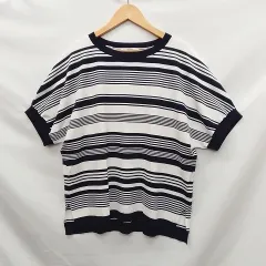 J.PRESS LADIES ジェイプレスレディース 半袖ボーダーニット ネイビー T13【Lサイズ相当】 □○のサムネイル