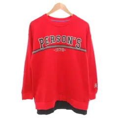 パーソンズ PERSON'S スェット トレーナー 長袖 ロゴ プリント レイヤード M 赤 レッド /FFのサムネイル