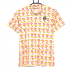 【超美品】アンパスィ 半袖ハイネックシャツ 白×ピンク×イエロー ロゴ総柄  レディース L ゴルフウェア and per seのサムネイル