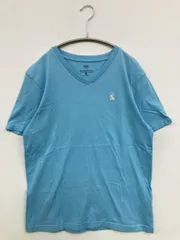 GIORDANO ジョルダーノ Tシャツ/カットソー S スカイブルー 無地 ワンポイント ミドル丈 半袖 Vネック メンズのサムネイル