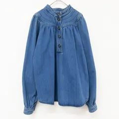 Chloe クロエ ブラウス デニム プルオーバー ギャザー インディゴ コットン イタリア製 レディース 38 b01669のサムネイル