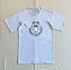 90s　vintage　ヴィンテージ古着　MADE IN USA　アメリカ製　POI DOG CLUB　ポイドッグクラブ　犬キャラクター　アニマルプリント　サークルロゴ　半袖コットンTシャツ　霜降りライトグレー　M　一点物　Y2K　アメカジ　C-BOY　個性派