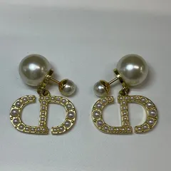 (b) Christian Dior クリスチャン ディオール Tribales トライバル ピアス ペア ゴールド ホワイトレジンパール レディース アクセサリー/9841のサムネイル