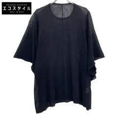 yohjiyamamoto　ヨウジヤマモト　FS-K22-382 24SS ブラック リネン オーバーサイズショートスリーブシアーニット　2のサムネイル